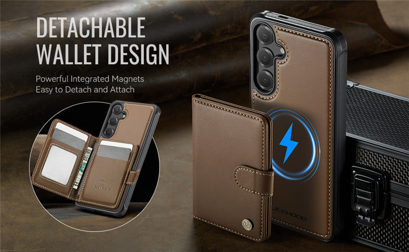 JEEHOOD Samsung Galaxy S25 FE 2-in-1 Magnetic Wallet Case