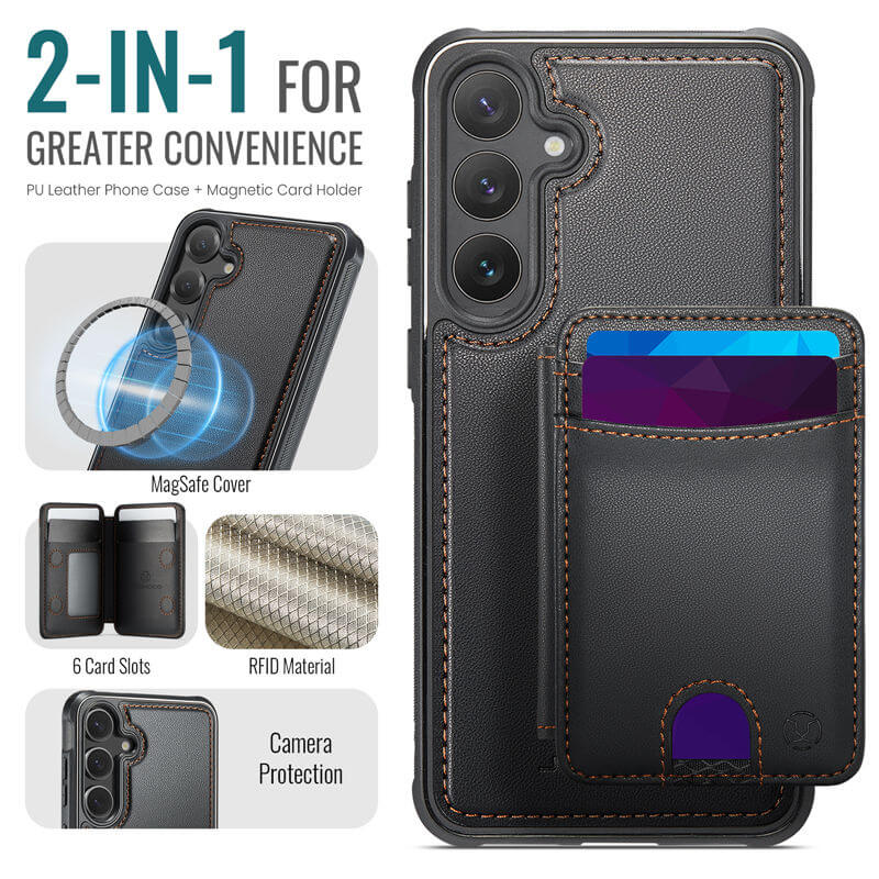 JEEHOOD Samsung Galaxy S26 FE 2-in-1 Magnetic Wallet Case