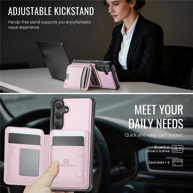 JEEHOOD Samsung Galaxy S26 FE 2-in-1 Magnetic Wallet Case