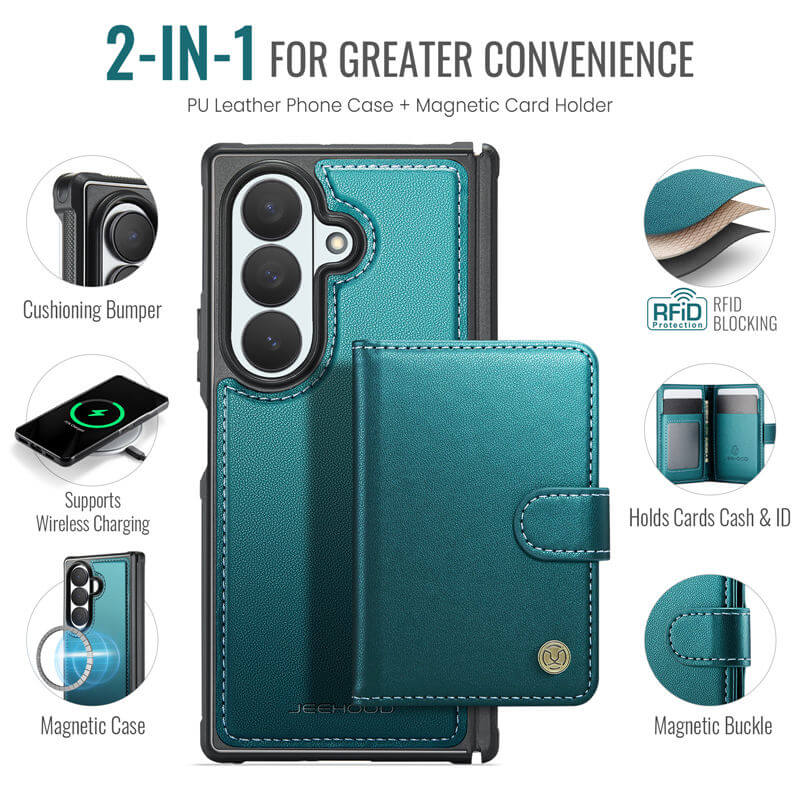 JEEHOOD Samsung Galaxy Z Fold8 Ultra Detachable 2-in-1 Magnetic Wallet Case