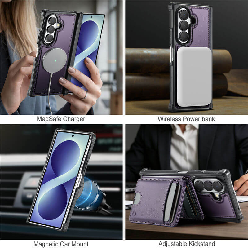 JEEHOOD Samsung Galaxy Z Fold8 Ultra Detachable 2-in-1 Magnetic Wallet Case