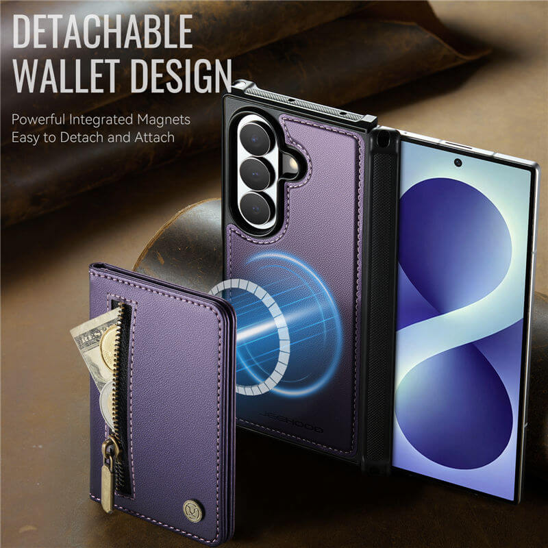 JEEHOOD Samsung Galaxy Z Fold8 Ultra Detachable Magnetic Zipper Wallet Case