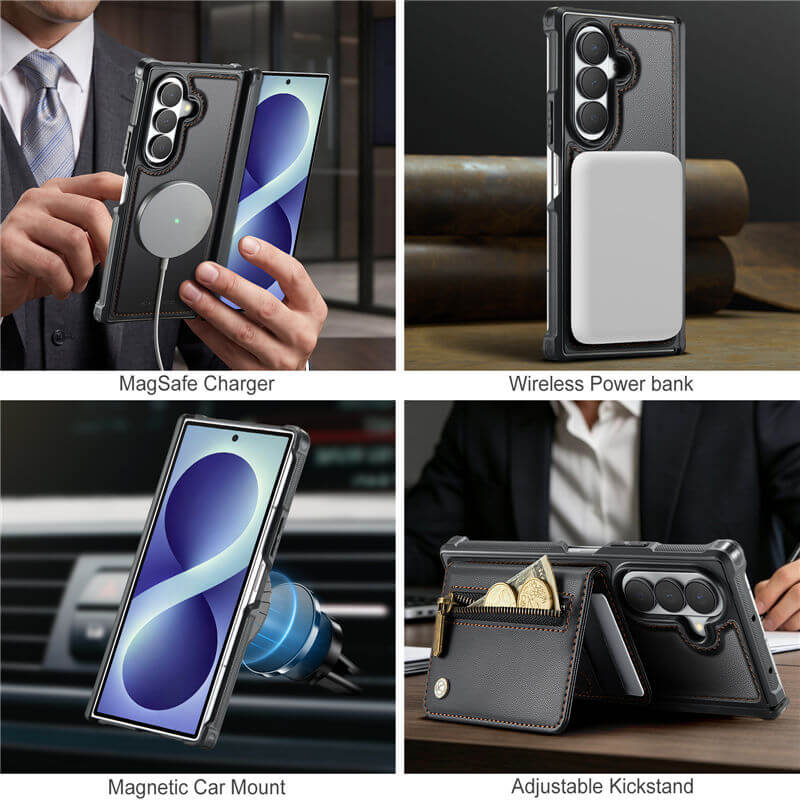 JEEHOOD Samsung Galaxy Z Fold8 Ultra Detachable Magnetic Zipper Wallet Case