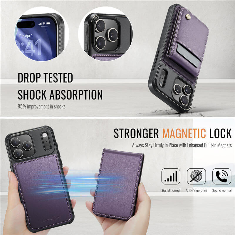 JEEHOOD iPhone 18 Pro Detachable 2-in-1 Magnetic Wallet Case
