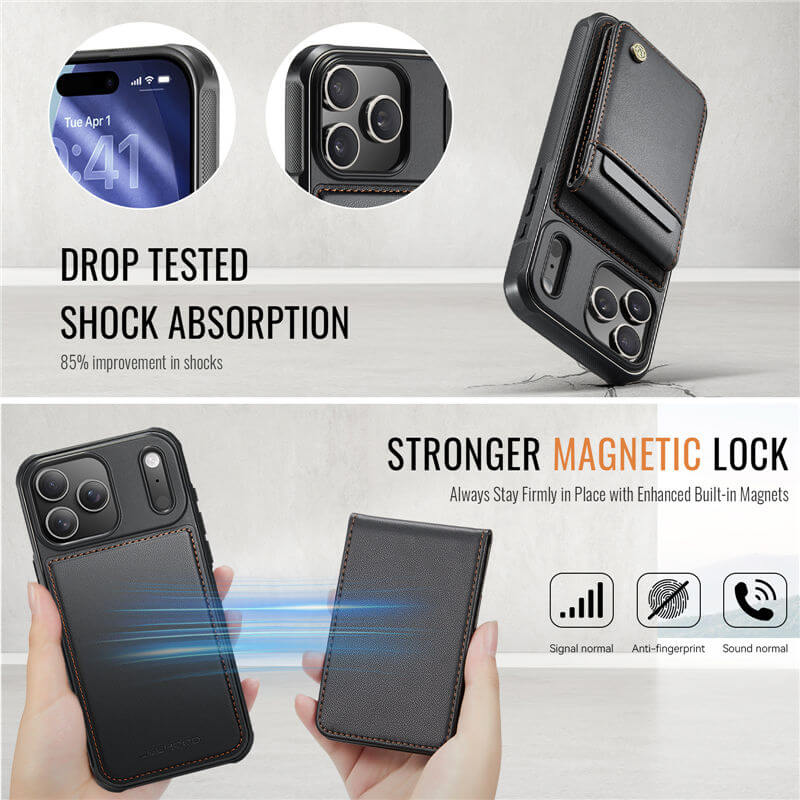 JEEHOOD iPhone 18 Pro Max Detachable 2-in-1 Magnetic Wallet Case