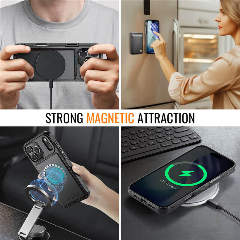 JEEHOOD iPhone 18 Pro Detachable 2-in-1 Magnetic Wallet Case